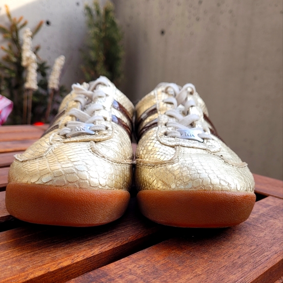 Vintage Michael Kors Leather Upper Gold Snake print speakers size 7M - Picture 9 of 12